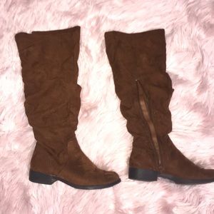 Brown suede boots